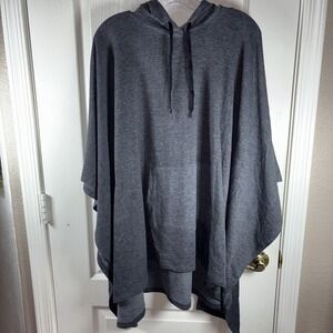 Cuddl Duds Comfortwear Women's Poncho S/M NWOT Gray Hoodie Kangaroo Pockets over